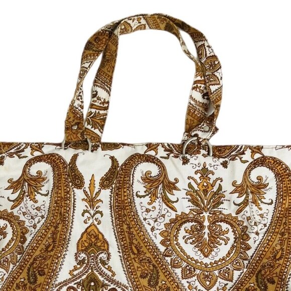 Murval Paisley Canvas Tote Bag Fall Colors Brown Orange White 12" x 20" - Picture 5 of 8